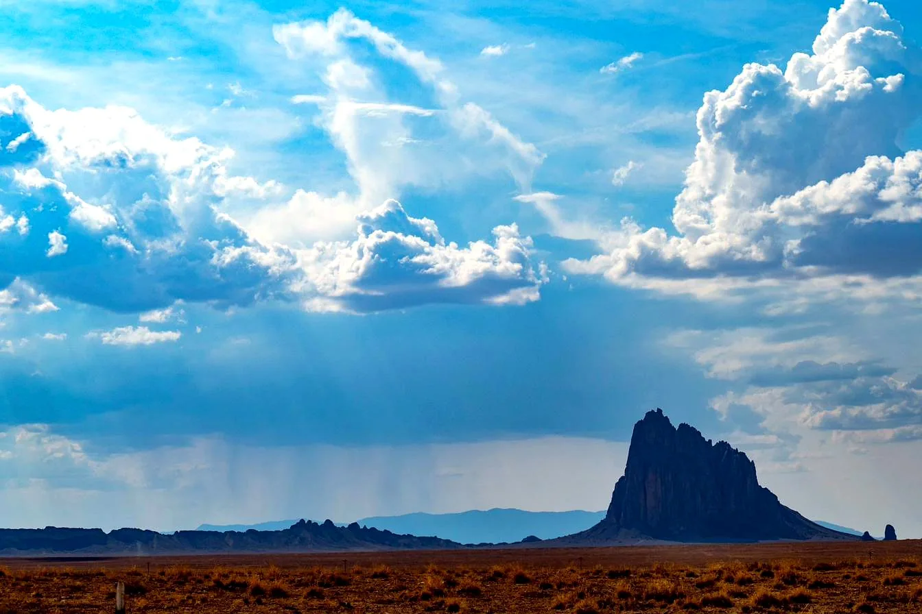 Shiprock and high desert landscape, New Mexico